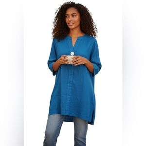 🆕 Marc New York linen summer essential pull over tunic style shirt